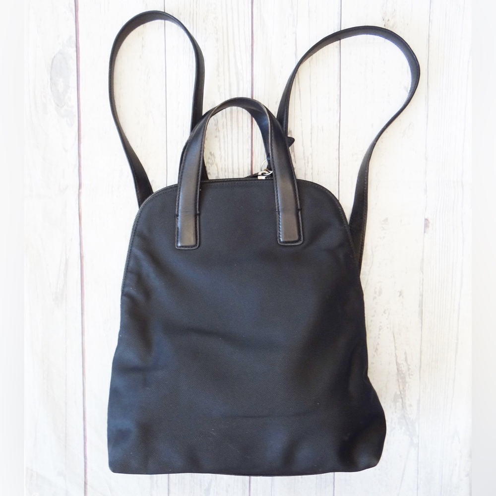 VTG Coach Mercer Black Nylon Backpack Black Leather Trim 7404